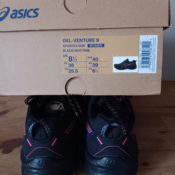 Asics Shoes Womens 8.5 Gel-Venture 9 Black/Hot Pink Trail Running 1012B313-006 - Picture 9 of 9